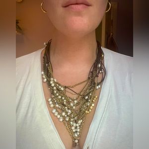 Multi-strand Freshwater Pearl & Leather Necklace from Banana Republic